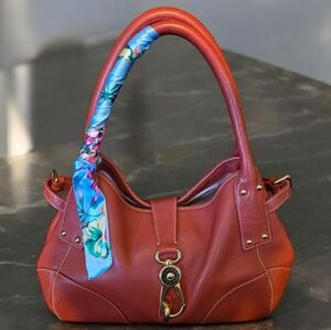 Dooney & Bourke Fusia  Leather Shoulder Bag with Floral Scarf